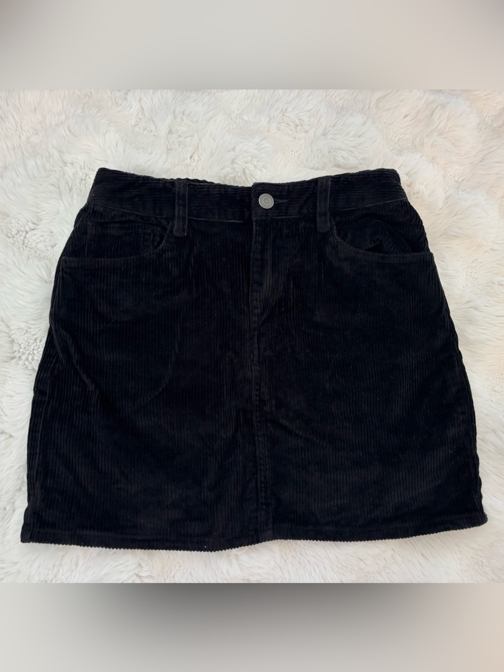 Free People Black Corduroy Mini Skirt